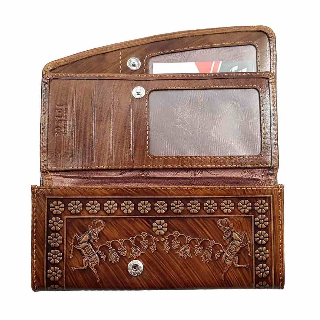 波斯皮革女士长款钱包 – Achaemenid 设计