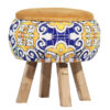 圆形天鹅绒脚凳 波斯艺术灵感 花卉款