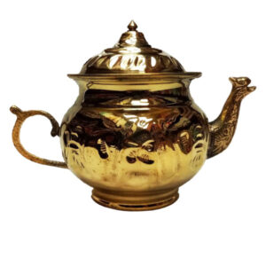波斯黄铜茶壶 手工压花工艺 金色款
