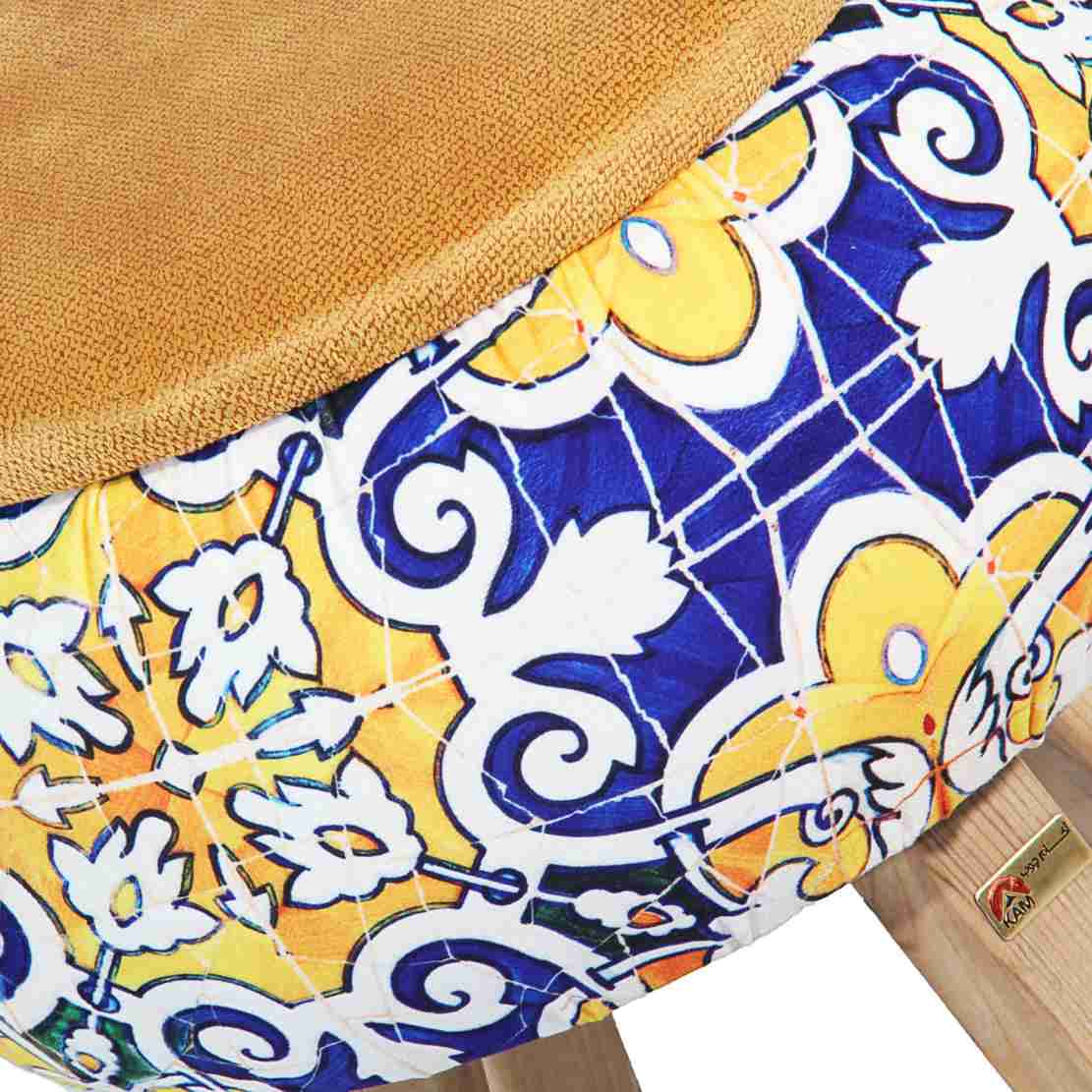 圆形天鹅绒脚凳 波斯艺术灵感 花卉款