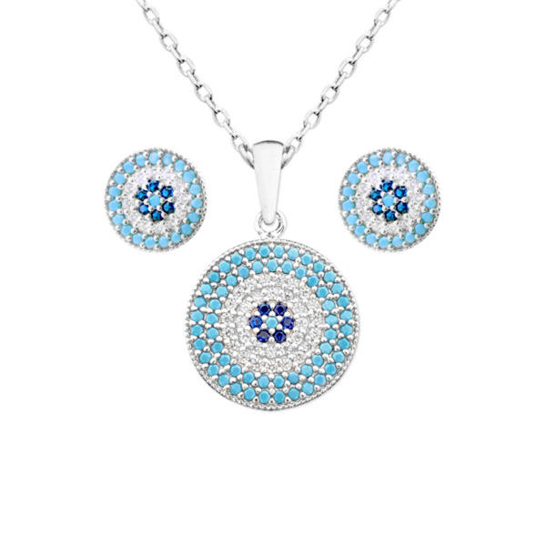 Main image of 银项链与耳环套装 – Cheshm Nazar 款