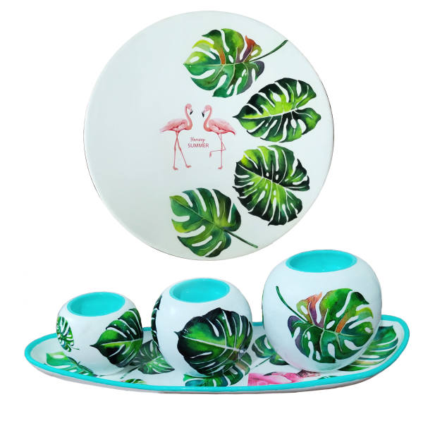 Main image of 陶瓷小蜡烛台及托盘