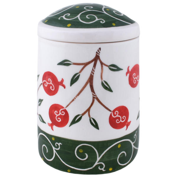 Main image of 陶瓷储物罐 – 手工制作，石榴图案款