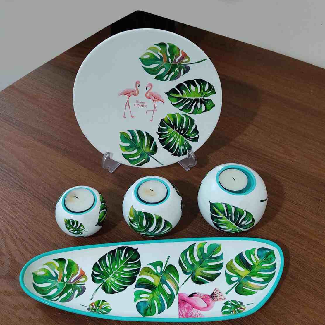 陶瓷小蜡烛台及托盘