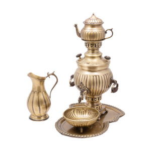 波斯黄铜茶炊 装饰性木炭茶具 3升