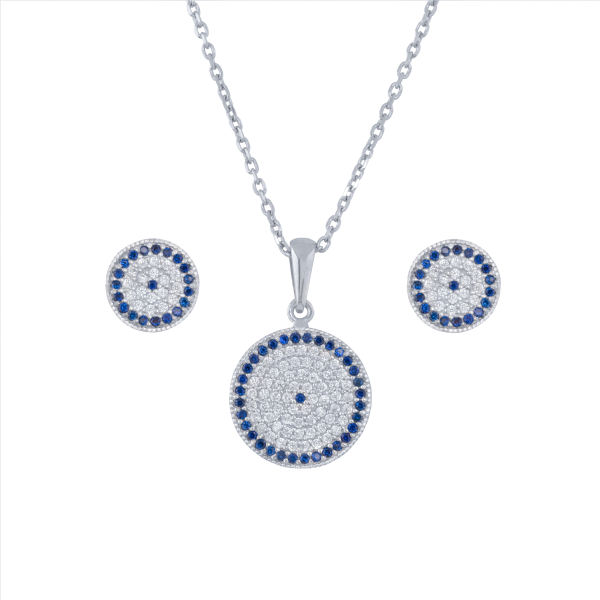 Main image of 银项链与耳环套装 – Cheshm Nazar 款