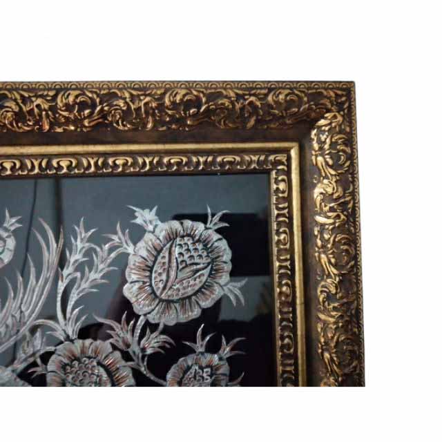 手工装裱波斯雕刻铜艺画 – 鸟（传统墙饰）