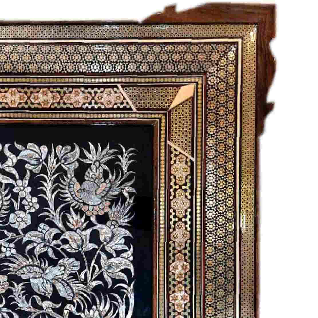 手工装裱波斯雕刻铜艺画 – 鸟与花(传统墙饰)