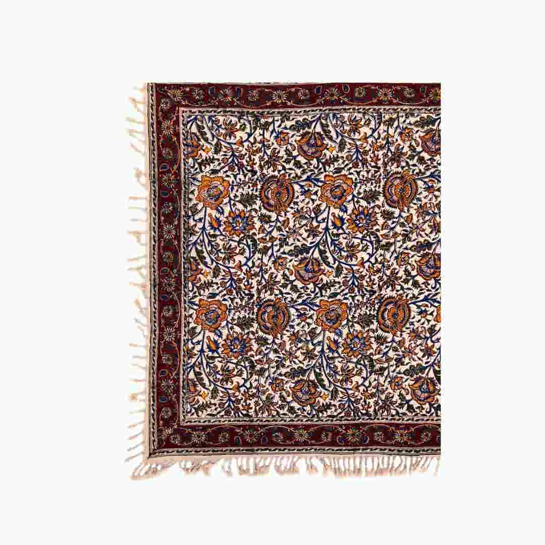 波斯桌布:伊斯法罕传统 Kalamkari 印花 Qajar 款