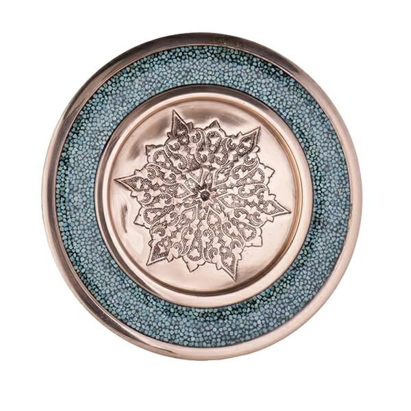 伊朗绿松石镶嵌铜盘 – Hasti 款