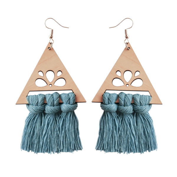 Main image of 手工编织流苏耳环 – 三角形款