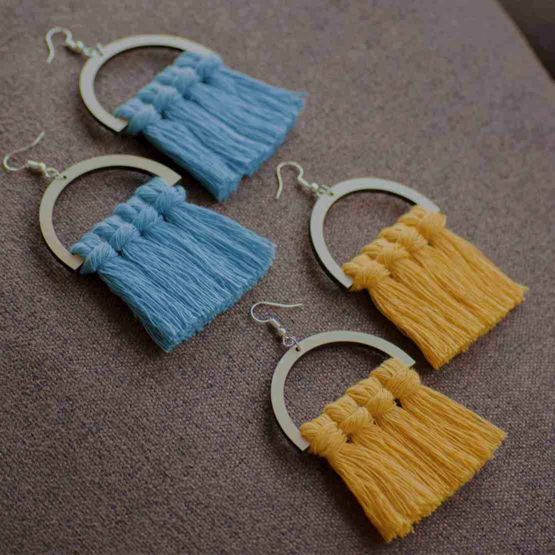 手工编织流苏耳环 – 圆形款