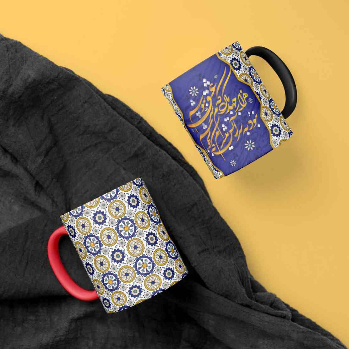 波斯陶瓷咖啡杯 – 爱情诗文书法