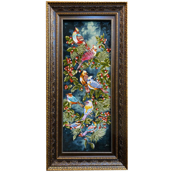 Main image of 手工波斯图案地毯，塔布里兹出产，描绘鸟类