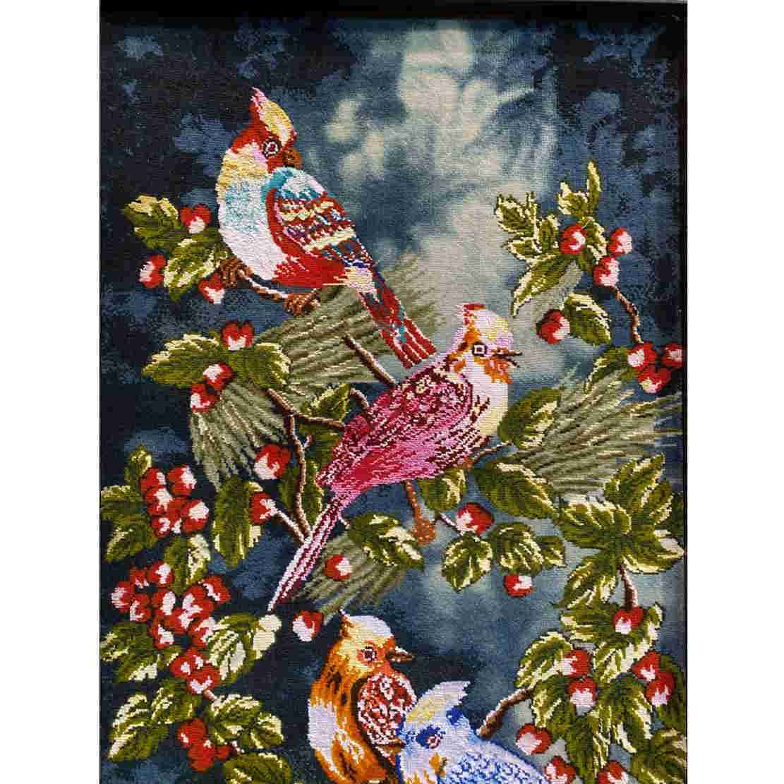 手工波斯图案地毯，塔布里兹出产，描绘鸟类