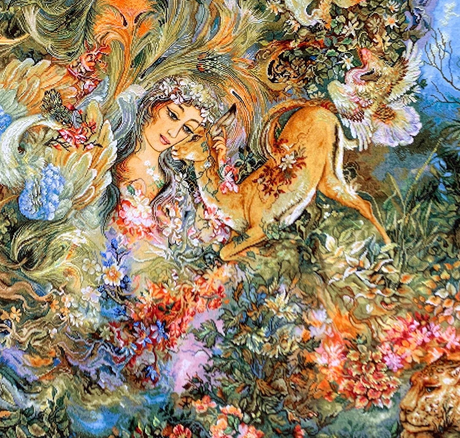 手工波斯挂毯，塔布里兹出产，描绘生命循环迷你画