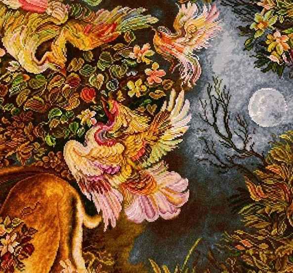 手工波斯挂毯，塔布里兹出产，描绘生命循环迷你画