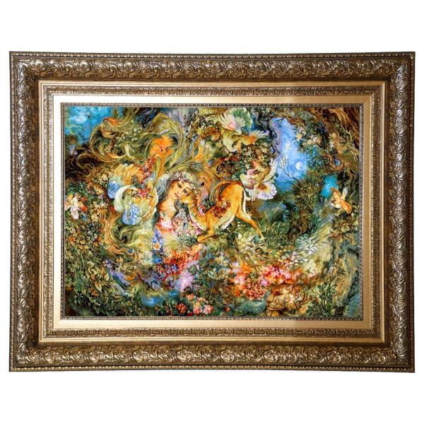 Main image of 手工波斯挂毯，塔布里兹出产，描绘 Dayereh Hasti 迷你画