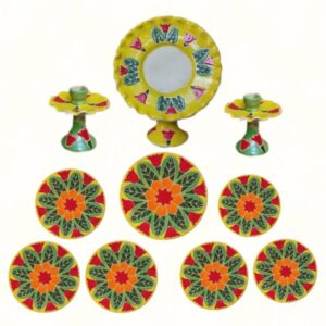 陶瓷 Haft-sin 套装，用于 Nowruz 波斯新年 黄色款