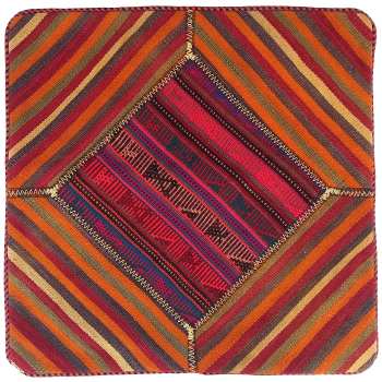 Main image of 波斯基里姆靠垫套 – 手工编织条纹设计（2件套）