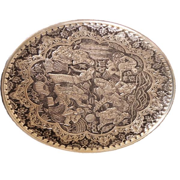 Main image of 手工雕刻波斯工艺铜托盘 – 塔哈图案