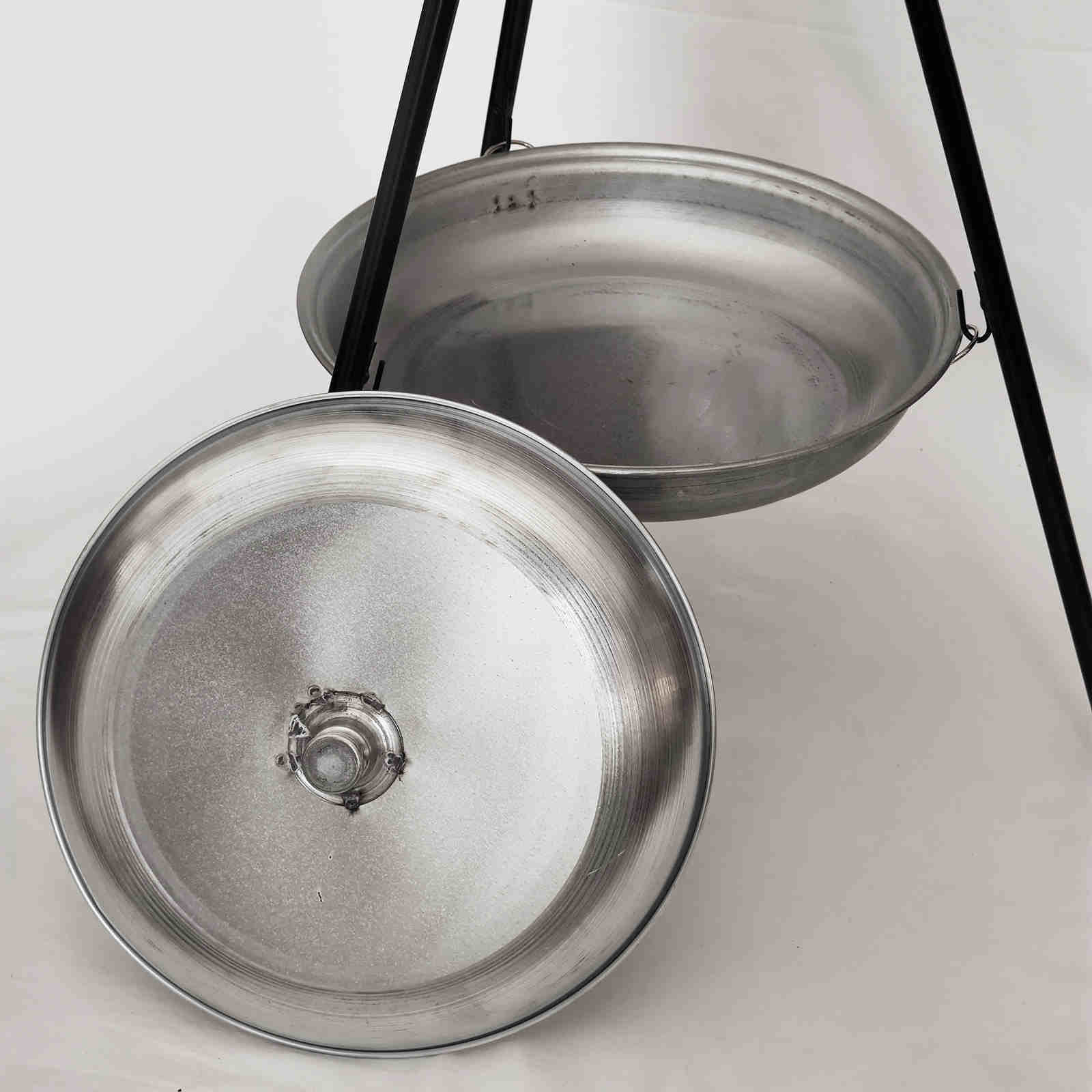 大锅篝火烹饪三脚架 – 带平底锅，户外烹饪理想选择