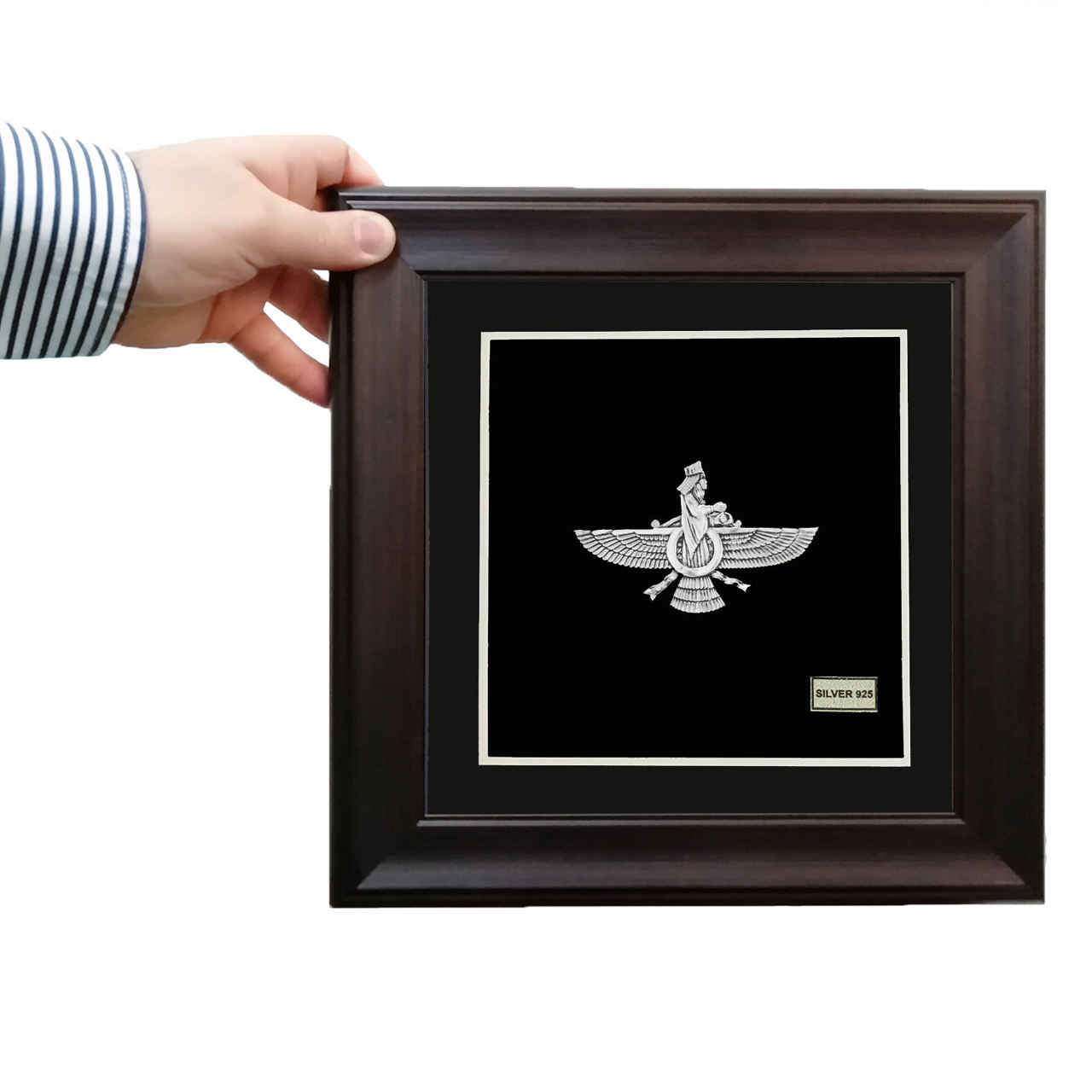 镶框波斯银饰 阿胡拉·马兹达符号艺术品