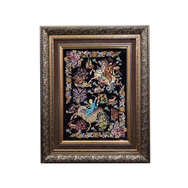 Main image of 手工结制波斯挂毯 —— 来自库姆，描绘狩猎场景