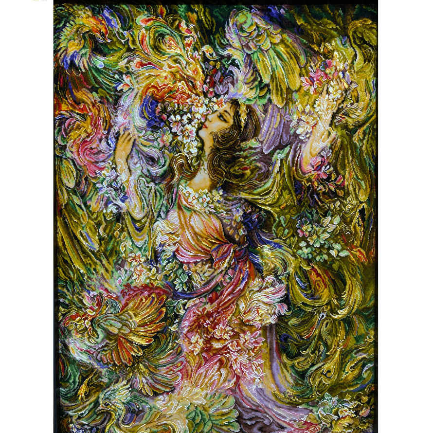 手工结制波斯挂毯 —— 来自塔布里兹,描绘微型画