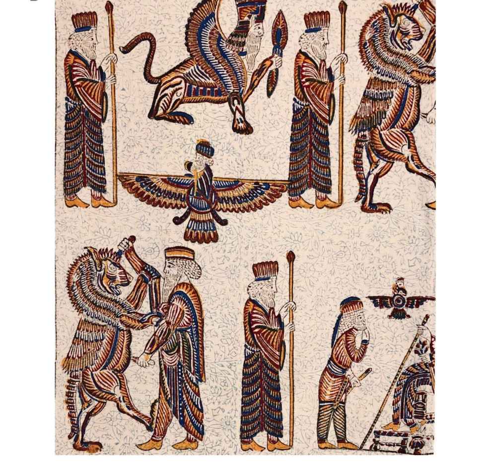 波斯桌布:伊斯法罕传统 Kalamkari 印花 Takht-e Jamshid