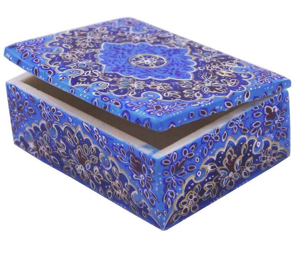 手工骨质首饰盒，波斯风格塔兹希布图案