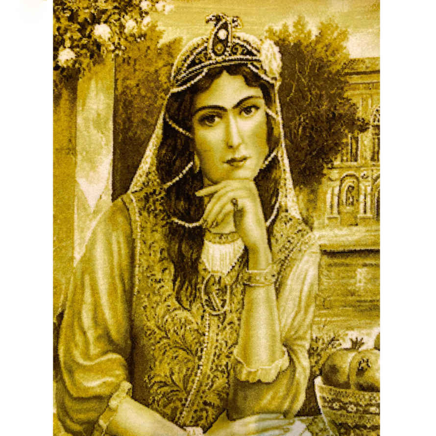 手工结制波斯挂毯 —— 来自塔布里兹,描绘卡扎尔少女