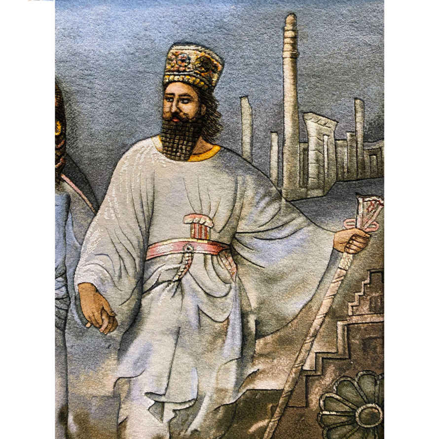 手工结制波斯挂毯 —— 来自塔布里兹，描绘居鲁士与曼达娜