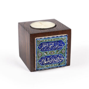 伊斯兰木质立方茶蜡烛座 —— Bismillah