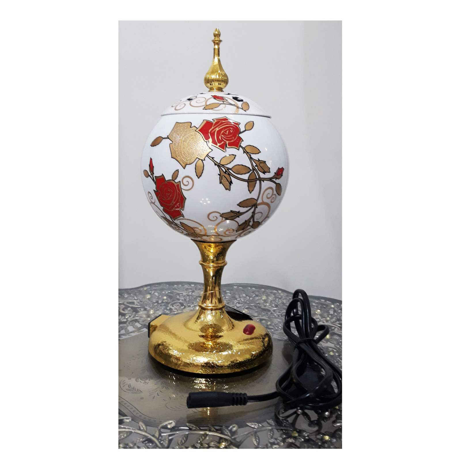 电动 Bakhoor 与 Esfand 烟熏炉 – 花卉设计