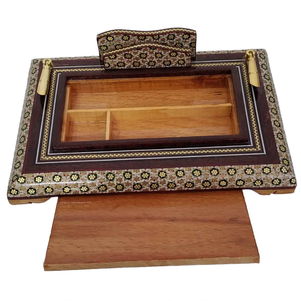 经典木质笔筒 – 正宗 Khatamkari 工艺