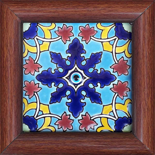 Main image of 装饰性波斯镶框陶瓷砖 – 邪眼（Cheshm Zakhm）