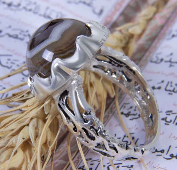 波斯苏莱曼红玛瑙银戒指（男士款，Eye 款）