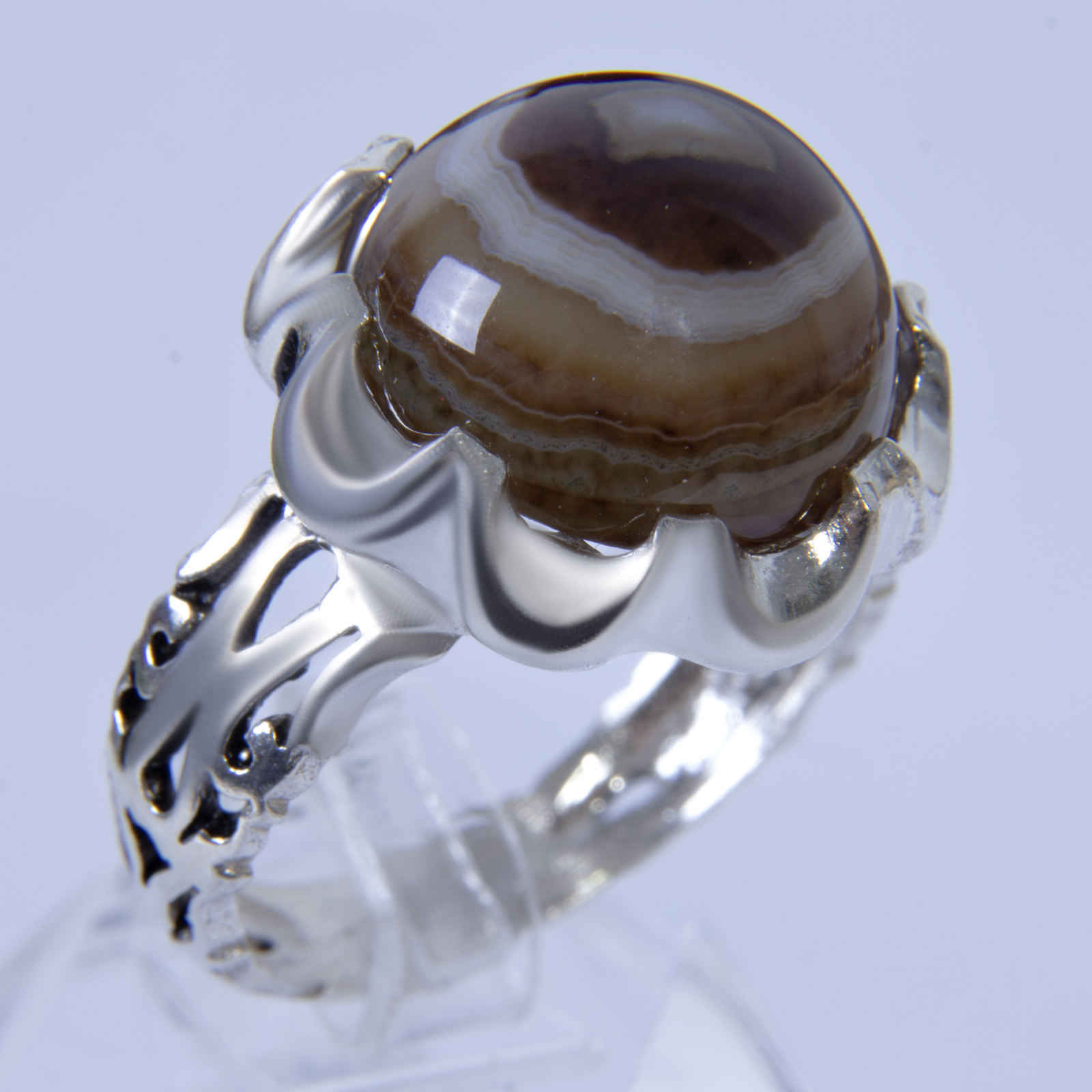 波斯苏莱曼红玛瑙银戒指（男士款，Eye 款）