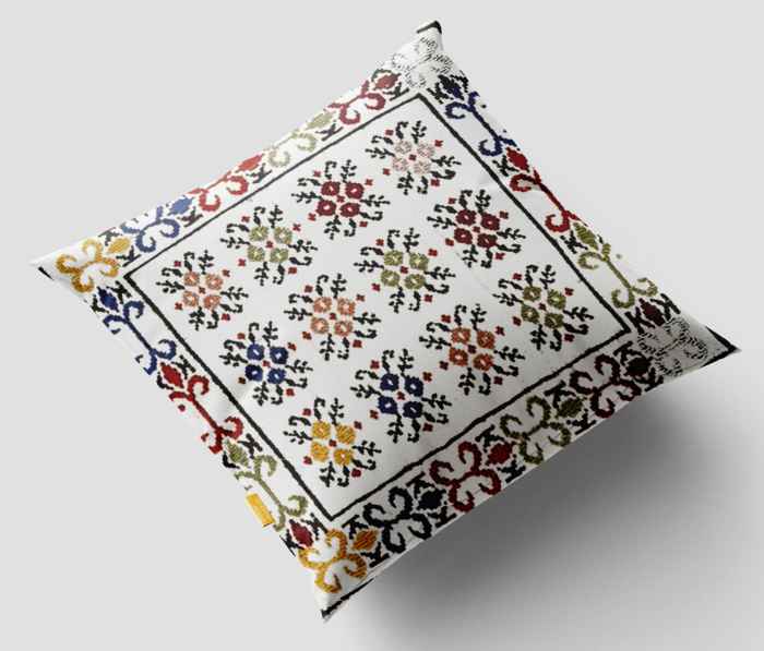 波斯基里姆靠垫套 – 手工编织白色设计