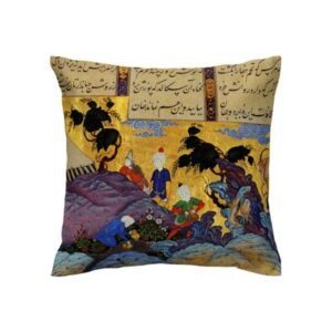 天鹅绒印花靠垫套 – Shahnameh 插画设计（2件套）