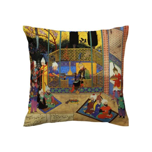 Main image of 波斯天鹅绒靠垫套 – Shahnameh 微型插画（2件套）