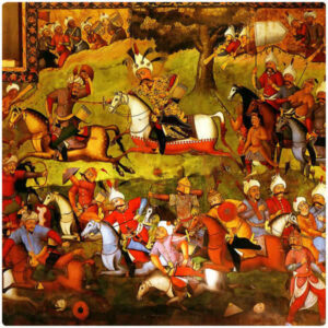 波斯天鹅绒靠垫套 – Shahnameh 战争设计（2件套）