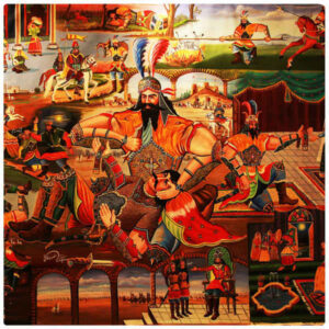 波斯天鹅绒靠垫套 – Shahnameh 印花设计（2件套）