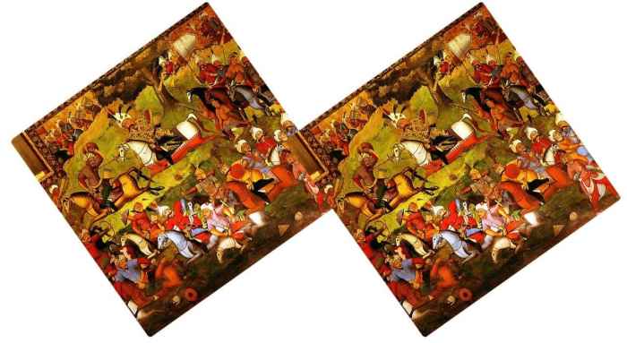 波斯天鹅绒靠垫套 – Shahnameh 战争设计（2件套）