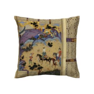 天鹅绒印花靠垫套 – Shahnameh 微型插画（2件套）