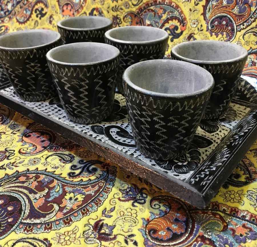 手工波斯石材茶咖具套装 – 雕刻“Tooran”款