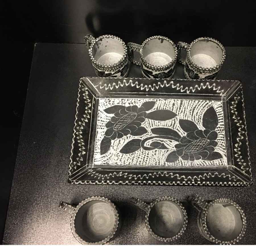 手工波斯石材茶咖具套装 – 雕刻“Golsang”款