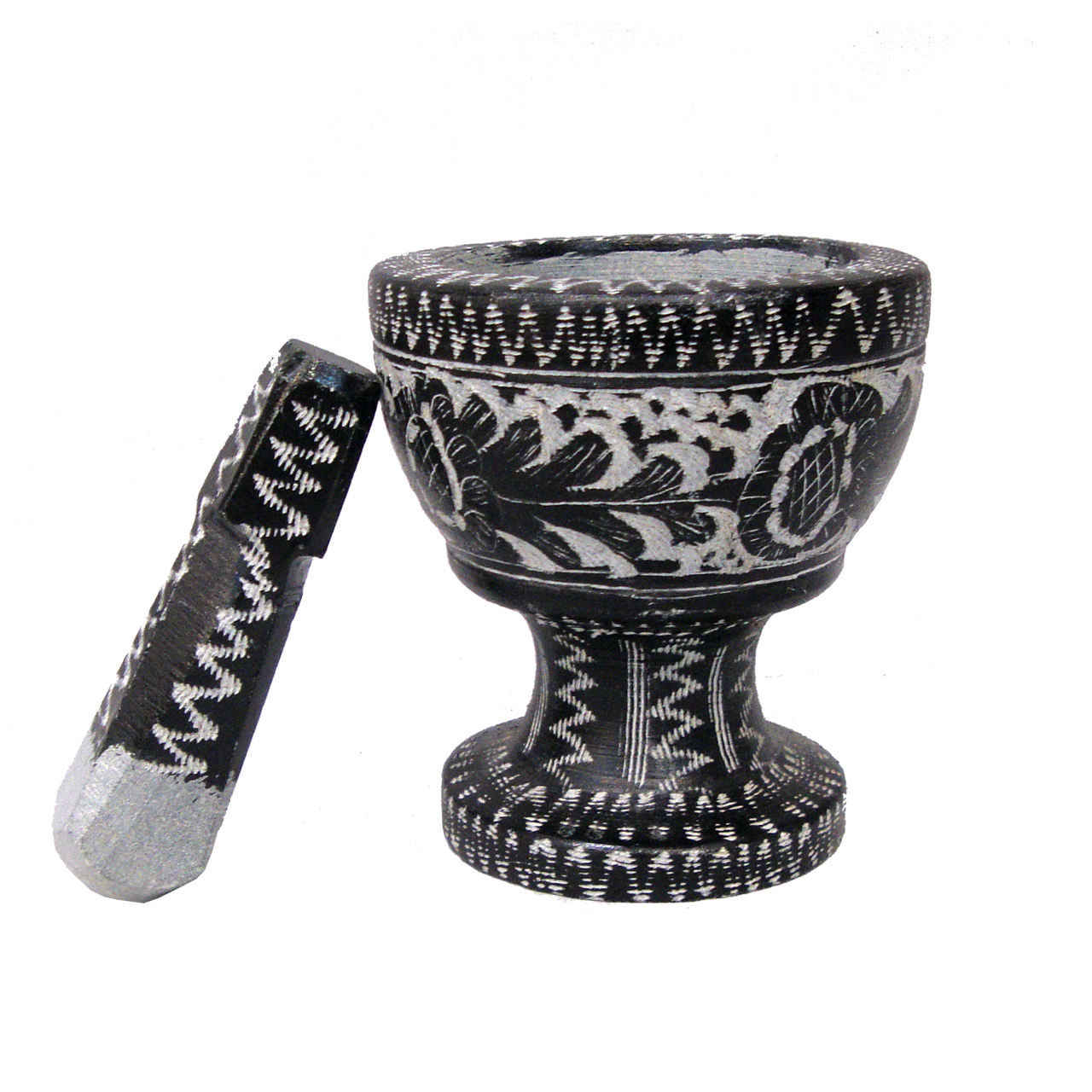 石制研钵与研杵 – 传统波斯花卉图案 Flor