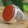 Thumbnail 6: 伊斯兰也门红玛瑙银戒（男士款，红色）